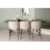 Venture Design Valgomojo komplektas Astrid valgomojo stalas ir Modesto valgomojo kėdės 200x75 cm juodos ir smėlio spalvos MDF ir bouclé
