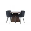 Venture Design Valgomojo komplektas Bootcut stalas ir naktinės kėdės 110 cm, moka ir juodas MDF