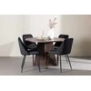 Venture Design Valgomojo komplektas Bootcut stalas ir naktinės kėdės 110 cm, moka ir juodas MDF