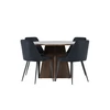 Venture Design Valgomojo komplektas Bootcut stalas ir naktinės kėdės 110 cm, moka ir juodas MDF