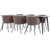 Venture Design Valgomojo komplektas Ellis valgomojo stalas su Berit valgomojo kėde 230x85 cm juoda ruda plienas MDF