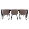 Venture Design Valgomojo komplektas Ellis valgomojo stalas su Berit valgomojo kėde 230x85 cm juoda ruda plienas MDF