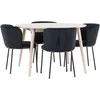 Venture Design Valgomojo komplektas Flora stalas ir Edina kėdės 120 cm balintos medienos ir juodos medienos