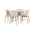 Venture Design Valgomojo komplektas Flora stalas su 4 Astoria kėdėmis 120 cm balinto ąžuolo spalvos