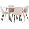 Venture Design Valgomojo komplektas Flora stalas ir naktinės kėdės 120 cm balta smėlio juoda