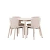 Venture Design Valgomojo komplektas Flora stalas su 4 Astoria kėdėmis 120 cm balinto ąžuolo spalvos