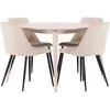 Venture Design Valgomojo komplektas Flora stalas ir naktinės kėdės 120 cm balta smėlio juoda