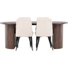 Venture Design Valgomojo komplektas Härön valgomojo stalas su Leone valgomojo kėde 200x90 cm smėlio ir mocha veliūras bei plienas