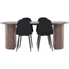 Venture Design Valgomojo komplektas Härön valgomojo stalas su Polar valgomojo kėde 200x90 cm juoda mocha metalas aksomas