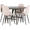 Venture Design Valgomojo komplektas Kaseidon apvalus valgomojo stalas ir Polar valgomojo kėdės 100 cm juoda smėlio spalvos guminė mediena MDF