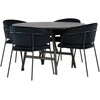 Venture Design Valgomojo komplektas Kaseidon valgomojo stalas ir Selma valgomojo kėdė 100 cm ruda juoda mediena aksomas