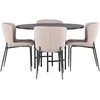 Venture Design Valgomojo komplektas Kopenhagos valgomojo stalas ir Modesto valgomojo kėdė 115 cm juoda smėlio spalvos MDF metalas