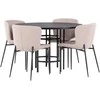 Venture Design Valgomojo komplektas Kopenhagos valgomojo stalas ir Modesto valgomojo kėdė 115 cm juoda smėlio spalvos MDF metalas