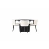 Venture Design Valgomojo komplektas Matilda valgomojo stalas ir Edina valgomojo kėdės 130 cm juoda balta MDF faneruotas buklės audinys