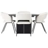 Venture Design Valgomojo komplektas Matilda valgomojo stalas ir dieninė valgomojo kėdė 130 cm juoda ir balta MDF ir linas