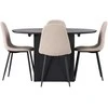 Venture Design Valgomojo komplektas Matilda valgomojo stalas ir Polar valgomojo kėdės 130 cm juoda smėlio spalvos MDF faneruote