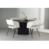 Venture Design Valgomojo komplektas Matilda valgomojo stalas ir dieninė valgomojo kėdė 130 cm juoda ir balta MDF ir linas