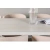 Venture Design Valgomojo komplektas Olga valgomojo stalas ir Modesto valgomojo kėdė 200x75 cm balta smėlio spalvos audinys