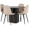 Venture Design Valgomojo komplektas Olivia valgomojo stalas ir Polar valgomojo kėdės 110 cm Ruda Smėlio spalvos MDF Audinys Metalas