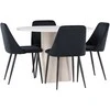 Venture Design Valgomojo komplektas Olivia valgomojo stalas ir naktinės kėdės 110 cm smėlio juoda MDF aksomas plienas