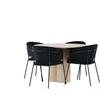 Venture Design Valgomojo komplektas Olivia valgomojo stalas ir Selma valgomojo kėdės 110 cm balta juodas aksomas