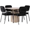 Venture Design Valgomojo komplektas Olivia valgomojo stalas ir Yesterday valgomojo kėdė 110 cm balta juoda mediena audinys metalas