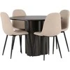 Venture Design Valgomojo komplektas Olivia valgomojo stalas ir Polar valgomojo kėdės 110 cm Ruda Smėlio spalvos MDF Audinys Metalas
