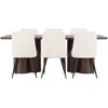 Venture Design Valgomojo komplektas Olivia valgomojo stalas su Leone valgomojo kėdė 100x210 cm smėlio spalvos veliūras plienas MDF