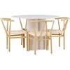 Venture Design Valgomojo komplektas Olivia valgomojo stalas su Alfons valgomojo kėdė 110 cm smėlio spalvos MDF rotangas metalas