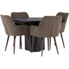 Venture Design Valgomojo komplektas Olivia valgomojo stalas ir Tomorrow valgomojo kėdė 110 cm juoda ruda audinys