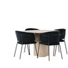 Venture Design Valgomojo komplektas Olivia valgomojo stalas ir Selma valgomojo kėdės 110 cm balta juodas aksomas