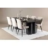 Venture Design Valgomojo komplektas Olivia valgomojo stalas su Leone valgomojo kėdė 210x100 cm juoda smėlio spalvos mediena aksomas plienas