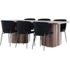 Venture Design Valgomojo komplektas Olivia valgomojo stalas su Modesto valgomojo kėde 100x210 cm juoda moka MDF plienas