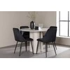 Venture Design Valgomojo komplektas Olivia valgomojo stalas ir naktinės kėdės 110 cm smėlio juoda MDF aksomas plienas