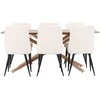 Venture Design Valgomojo komplektas Piazza valgomojo stalas su Leone valgomojo kėde 180x90 cm smėlio spalvos, moka mediena, aksomas, plienas