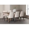 Venture Design Valgomojo komplektas Piazza valgomojo stalas su Leone valgomojo kėde 180x90 cm smėlio spalvos, moka mediena, aksomas, plienas