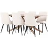 Venture Design Valgomojo komplektas Piazza valgomojo stalas su Leone valgomojo kėde 180x90 cm smėlio spalvos, moka mediena, aksomas, plienas