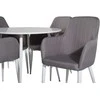 Venture Design Valgomojo komplektas Plaza apvalus stalas 100 cm baltas, komforto kėdė 2 vnt. pilka 100x100 cm