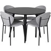 Venture Design Valgomojo komplektas Plaza apvalus valgomojo stalas ir Vault valgomojo kėdės 100x75 cm juodos spalvos audinys