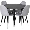 Venture Design Valgomojo komplektas Plaza apvalus valgomojo stalas ir Polar valgomojo kėdės 100x75 cm juodos spalvos audinys