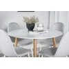 Venture Design Valgomojo komplektas Plaza apvalus valgomojo stalas ir Polar valgomojo kėdės 100x75 cm šviesiai pilka medžiaga