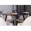 Venture Design Valgomojo komplektas Plaza apvalus valgomojo stalas ir aksominės valgomojo kėdės 100x75 cm juoda smėlio spalvos valgomojo baldai