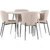 Venture Design Valgomojo komplektas Plaza stalas su Modesto kėdėmis 120 cm smėlio spalvos MDF