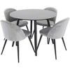 Venture Design Valgomojo komplektas Plaza apvalus valgomojo stalas 100x75 cm, juodas, aksominė valgomojo kėdė, šviesiai pilka
