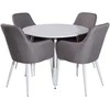 Venture Design Valgomojo komplektas Plaza apvalus stalas 100 cm baltas, komforto kėdė 2 vnt. pilka 100x100 cm