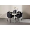 Venture Design Valgomojo komplektas Plaza stalas ir naktinės kėdės 120 cm smėlio spalvos ir juodos MDF ir aksomas