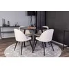 Venture Design Valgomojo komplektas Plaza apvalus valgomojo stalas ir aksominės valgomojo kėdės 100x75 cm juoda smėlio spalvos valgomojo baldai