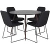 Venture Design Valgomojo komplektas Plaza apvalus stalas 100 cm juodas juodos medžiagos valgomojo baldai