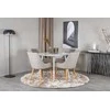 Venture Design Valgomojo komplektas Plaza apvalus stalas 100 cm baltas Plaza valgomojo kėdė 2 vnt. šviesiai pilka 100x100 cm balta