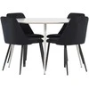 Venture Design Valgomojo komplektas Plaza stalas ir naktinės kėdės 120 cm smėlio spalvos ir juodos MDF ir aksomas